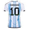 Maillot de Supporter Argentine Maradona 10 Domicile Coupe du Monde 2022 Pour Homme